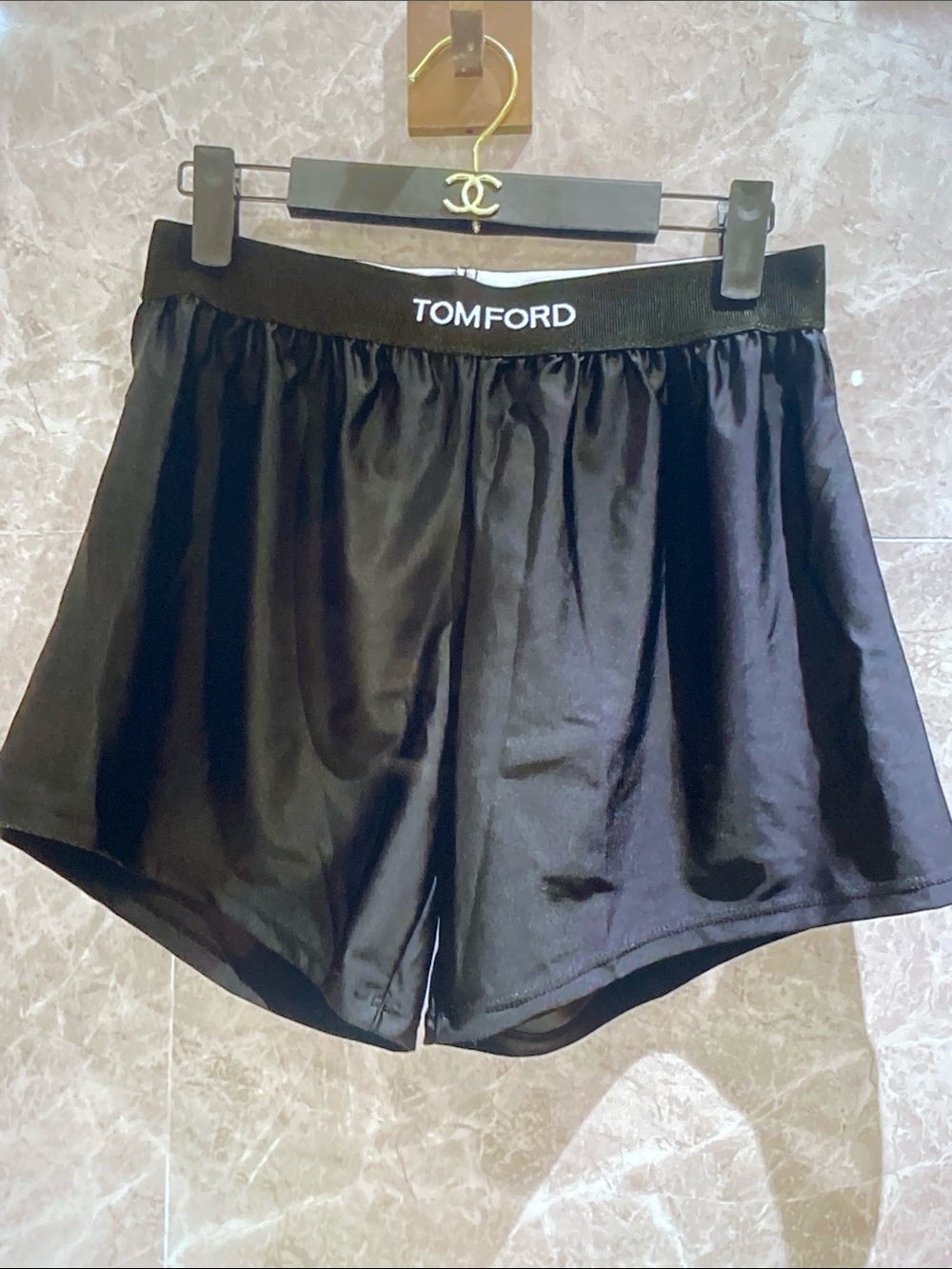 Tom Ford Black Satin Camisole Bralette and Shorts Set - Picture 2 of 6